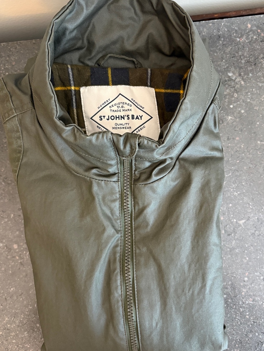 St. John's Bay Olive Green Lightweight Zip-Front Jacket